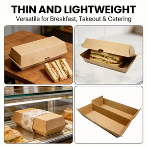Emballage alimentaire rapide personnalisé et recyclable en papier kraft, boîte à clapet auto-élevante jetable avec poignée pour hamburgers, hot-dogs et nouilles - Product Image 6