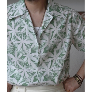 Đức interli Nhật Bản Retro Áo Sơ Mi Ngắn Tay Áo sơ mi Hawaii Áo sơ mi - Product Image 2