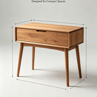 Coiffeuse en bois massif naturel avec miroir escamotable, table de maquillage intelligente entièrement assemblée avec compartiments pour chambre à coucher
