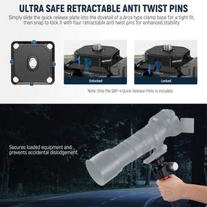 NEEWER Plaque de fixation rapide 38mm carrée Type Arca QR Plaque de montage pour appareil photo Compatible avec Peak Design Capture <span class=keywords><strong>V3</strong></span> Camera <span class=keywords><strong>Clip</strong></span> - Product Image 3