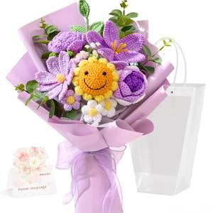 Regalos Personalizados, Ramo de Flores de Ganchillo, Flores Tejidas a Mano, Ramo de Girasoles de Ganchillo Rosa <span class=keywords><strong>para</strong></span> el Cumpleaños de una Amante, Día de la Madre - Product Image 3