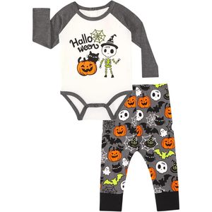 Pijamas para bebé, liquidación de existencias, conjunto de mono y pantalón de Halloween, conjunto de algodón suave de manga larga para bebés, niñas y niños pequeños - Product Image 1