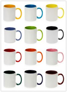 Mug en céramique 11oz de qualité supérieure, à poignée colorée, vierge pour sublimation, style américain, vente en gros, économique, en carton - Product Image 3