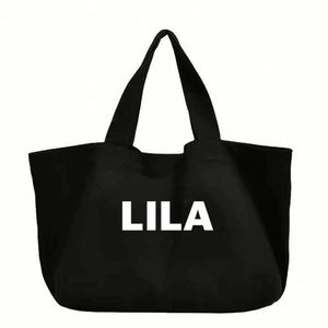 Sac fourre-tout en toile de coton imprimé de haute qualité LILA, pliable, réutilisable, pour un usage quotidien lors des courses - Product Image 2