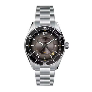Reloj de Pulsera de Metal Personalizado para Hombre, Estilo Moderno, Reloj de Acero Automático con Zafiro GMT Plateado, Resistente al Agua - Product Image 1