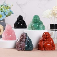 Vente en gros de figurines bouddhistes en cristal naturel, sculptées à la main, Maitreya, Bouddha rieur, décoration de bureau et de maison
