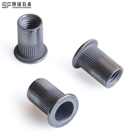 Rivets à sertir personnalisés M3-M12 métriques/im impériales, zingués, à tête plate, corps moleté, extrémité ouverte