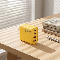 Adaptador de Carga Rápida Ignífugo de 120W con Doble PD y Doble USB-A/USB-C para Teléfonos Móviles Android, Enchufe EU/US, Cargador de Pared KO-71-US