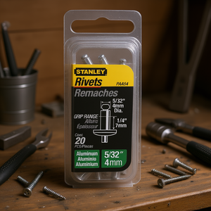 Remaches de aluminio Stanley de 5/32 pulgadas, 4 mm de diámetro, rango de agarre de 1/4 pulgadas, paquete de 20 - Product Image 3