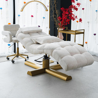 Lit de beauté moderne incurvé, lit de beauté confortable, portable, en cuir synthétique, table de massage de salon, sans fonction électrique