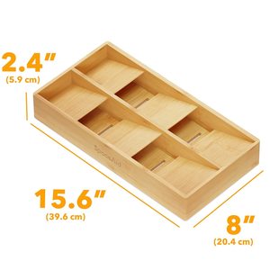 Organisateur de couverts en bois SpaceAid, boîte de rangement en bambou pour tiroir avec compartiments pour couteaux, fourchettes, cuillères, écologique - Product Image 4