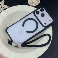 Coque de téléphone magnétique antichoc mate en promotion pour iPhone 17 ProMax 16 Plus 15 14 13 12 avec dragonne et boîte d'emballage