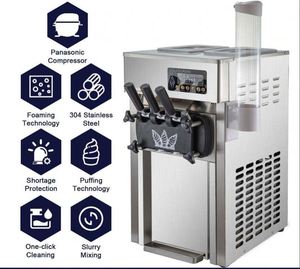 Commercial Countertop Stainless Steel Soft <b>Ice</b> Cream <b>Machine</b> 3 Flavors New Compact Model - Product Image 1