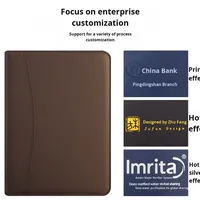 Porte-documents multifonctionnel A5 bleu en PU avec double compartiment zippé, tableau d'écriture et rangement pour documents professionnels