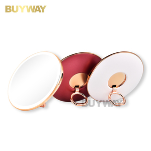 Bán buôn tùy chỉnh sang trọng vàng LED gương ánh sáng 1x Độ phóng đại PU khung <span class=keywords><strong>ABS</strong></span> Pin huy hiệu nhựa trang điểm gương Pocket <span class=keywords><strong>Box</strong></span> - Product Image 1