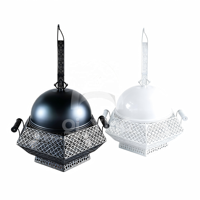 QY 8L Réchaud de buffet noir et blanc en acier inoxydable avec couvercle suspendu géométrique pour mariage, banquet et restauration
