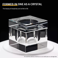Nouvelle coupelle carrée en verre acrylique transparent pour poudre liquide, bol à cristaux, coupelle de lavage pour pinceaux à ongles, outil de manucure