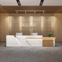 Comptoir de réception minimaliste moderne pour entreprise, salon de beauté, hall d'hôtel, avec matériau en bois pour école, hôpital