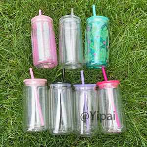 Uv Dtf Wraps 12Oz <b>Double</b> <b>Wall</b> Plastic Acrylic Beer <b>Coffee</b> Can <b>Cups</b> for Diy Snow Globe - Product Image 4