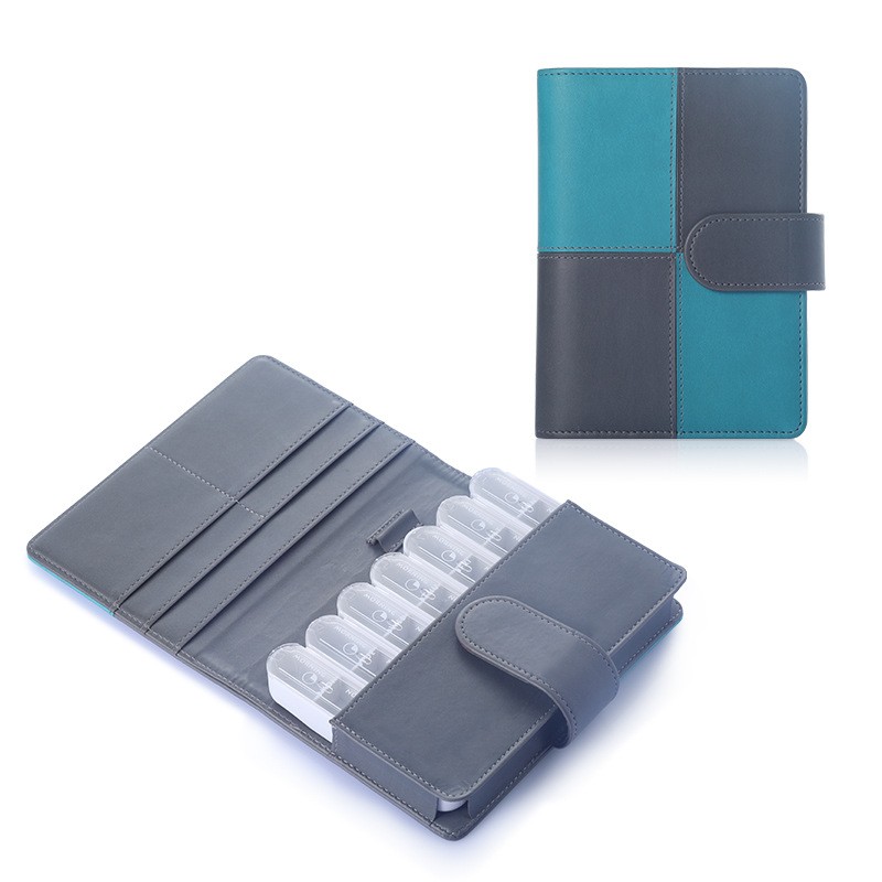 New Mengyi PU+ABS+AS Sewn Medicine Case Portable Sealed Small 7 Days Medical Box with Customized Color
