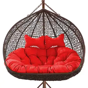 High Quality Patio Swings Double Seat Lounge Chair Garden Relax Hammock Wicker Rattan Hanging Egg Swing Chairs With Cushion