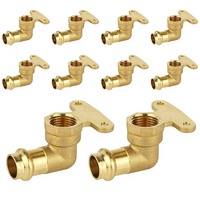 Conector de Cobre Prensado de 90 Grados, Tipo Codo, 3/4" Prensado x 3/4" NPT Hembra, Cabeza Hexagonal, Latón LF