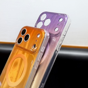 Fashion Neon color Laser Gradient Magnetic Mobile Phone <b>Case</b> For iPhone 17 16 15 14 Pro Max TPU PC soft Shockproof back cover - Product Image 5