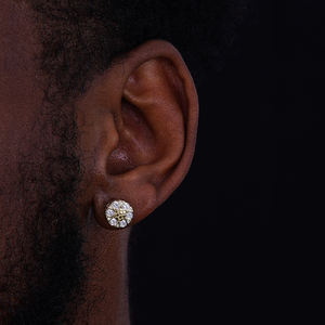 ต่างหูแบบหมุดทรงกลม ชุบทอง 18k ประดับเพชรโมอิสซาไนต์ VVS คุณภาพสูง ตัวเรือนเงินแท้ 925 แบบเกลียวหลังรูปดอกไม้ สำหรับผู้ชาย - Product Image 5