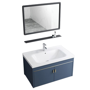 Ensemble de vanité murale de salle de bains de <span class=keywords><strong>grande</strong></span> capacité imperméable en aluminium moderne de luxe <span class=keywords><strong>armoire</strong></span> à <span class=keywords><strong>pharmacie</strong></span> miroir pour appartement - Product Image 4