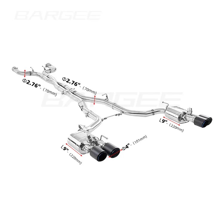 Sistema de escape catback de alto rendimiento Bargee Maserati Ghibli 3,0 T 2014 ~ 2019 silenciador de escape catback con válvula