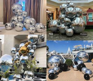 ลูกบอลกระจกเป่าลมพีวีซีสีเงินขนาดยักษ์สำหรับตกแต่งทรงกลมลูกโป่งโครเมี่ยม - Product Image 2