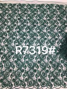 Afrikaanse Lovertjes Stof Kant Tule Draad Pailletten Net Kant Nieuwe Kant Polyester Borduurwerk Stof Plant - Product Image 2