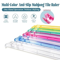 Supports de Mahjong Américains - 17,5 Pouces, Multicolores, Support Antidérapant avec Tige de Poussée et Règle de Tri de Cartes Monobloc