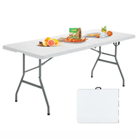 Table pliante d'extérieur Table à tréteaux en plastique pour pique-nique fête mariage