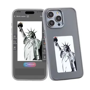 günstige benutzerdefinierte smarte nfc farbe e-tinte handytasche für iphone 15 14 13 Pro max kreativ telefon rückseite projektion diy handytasche