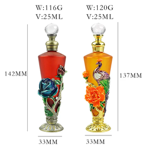 Flacon d'huile essentielle en verre mat exquis de 25 ml, avec enveloppe florale vintage en émail motif paon, flacon de parfum de luxe vide pour <span class=keywords><strong>coffret</strong></span> cadeau - Product Image 6