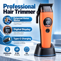 Tondeuse à cheveux professionnelle sans balais avec écran numérique, batterie lithium 2500 mAh, charge Type C