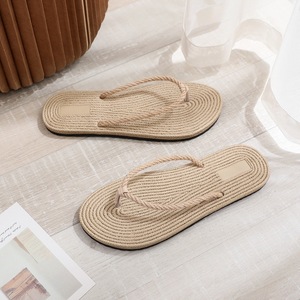 Sandali <span class=keywords><strong>infradito</strong></span> piatti da donna in lino effetto <span class=keywords><strong>paglia</strong></span> per l'estate - Product Image 4