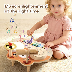 Qiaike Montessori Station musicale multifonctionnelle 5 en 1, kit de batterie pour bébé, instruments de <span class=keywords><strong>musique</strong></span> en bois, jouets avec tambours, cymbales, piano - Product Image 5