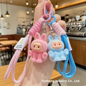 热卖植绒坐式娃娃钥匙扣可爱情侣手机链小挂件背包外贸毛绒装饰 - Product Image 2