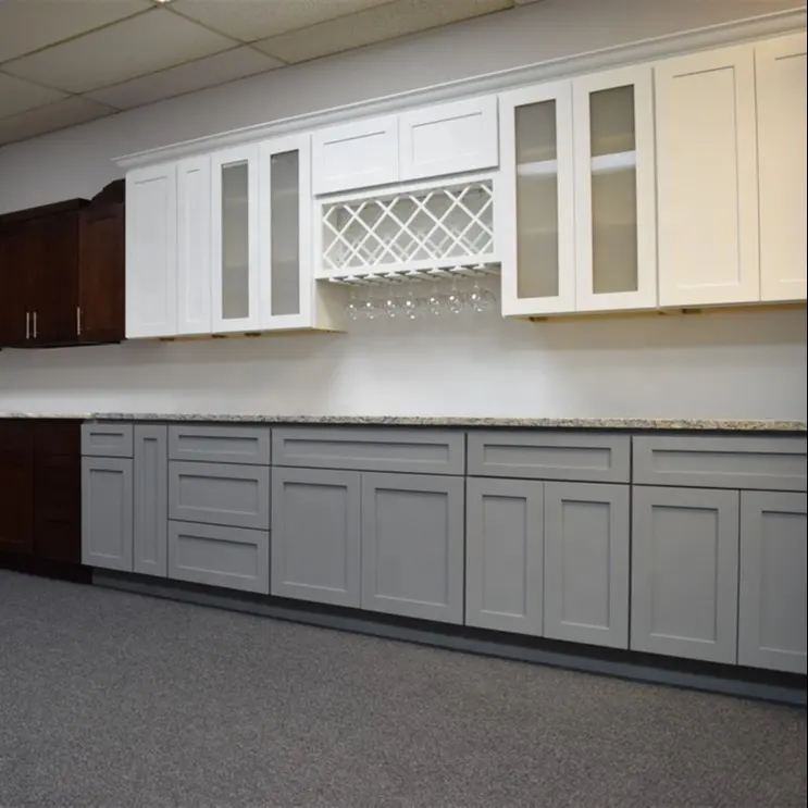 White shaker American solid wood kitchen cabinets modern kitchen