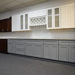 Beyaz shaker amerikan katı ahşap mutfak dolapları modern mutfak