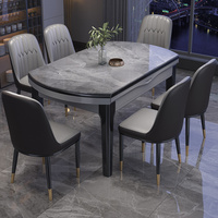 Table à manger rétractable moderne en chêne extensible pour meubles de ferme et de restaurant combinaison de chaises en bois pour la maison