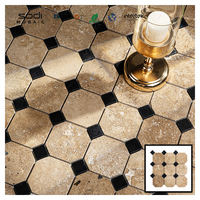 Mosaïque de calcaire beige Retro Guesthouse Carrelages de sol antidérapants Pierre naturelle Hôtel Cour Balcon Mozaik