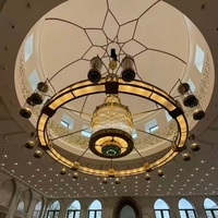 Lustre de hall d'hôtel, éclairage de mosquée en fer forgé sur mesure pour mezzanine, lampes suspendues pour espaces loft, LED doré