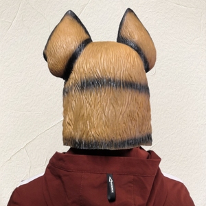 Maschera in lattice da Pastore Tedesco <span class=keywords><strong>a</strong></span> testa intera, color marrone chiaro, con texture realistica, dettagli neri, bocca aperta, lingua rosa, denti affilati, morbida, per feste - Product Image 5