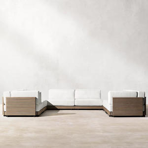 Ensemble de canapés de jardin modernes de luxe léger avec structure en teck, imperméable et résistant au soleil, pour cour, hôtel, villa, <span class=keywords><strong>terrasse</strong></span> - Product Image 4