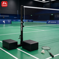 Poteau de filet de badminton et de tennis portable multisports, autoportant et réglable en hauteur pour l'entraînement sur terrain