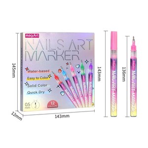 <span class=keywords><strong>Pennarelli</strong></span> <span class=keywords><strong>per</strong></span> Nail Art in 12 Colori, Asciugatura Rapida, Penna <span class=keywords><strong>per</strong></span> Graffiti su Unghie 0,5 mm, Pennarello Acrilico 3D Fai-da-Te, Strumento <span class=keywords><strong>per</strong></span> Disegno e Decorazione Unghie - Product Image 2