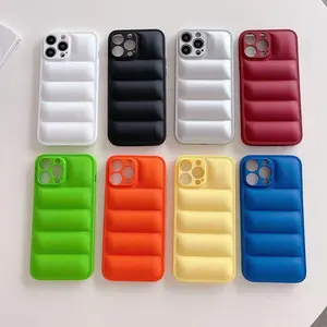 Cotton Puffer Case Blue Klein Soft Touch Puffer Down Jacket Phone Case Cover For Iphone 14 13 12 11 Pro Max X Xr Xs